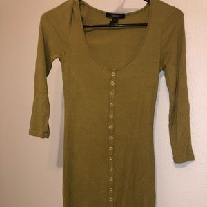 Green long sleeve button down dress!